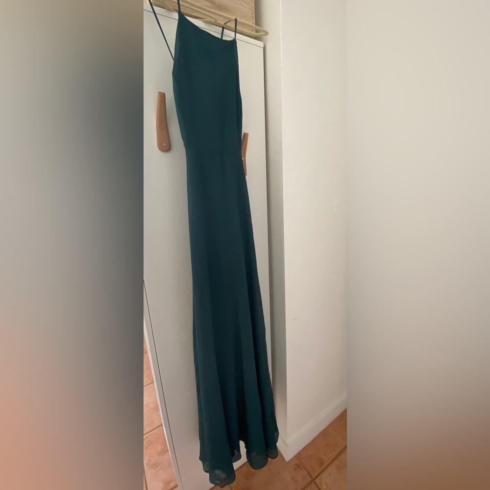 Emerald green halter top maxi dress